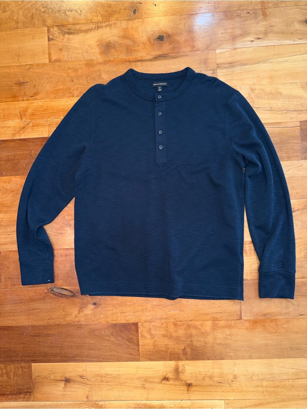 Banana Republic Softest Double-Knit Henley T-Shirt - Navy Blue - Large Tall